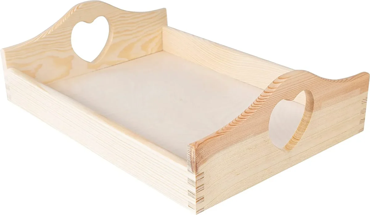 Creative Deco Petite Plateau en Bois Poignées Cœur